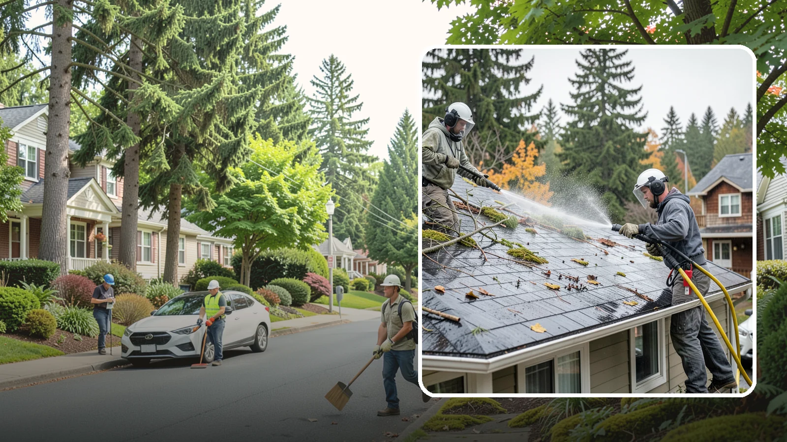 Post-Storm Roof Cleaning in Beaux Arts Village, King County, WA - Post-storm roof cleaning clears the branches, needles, and debris that Northwest storms pile onto roofs and lodge in valleys.