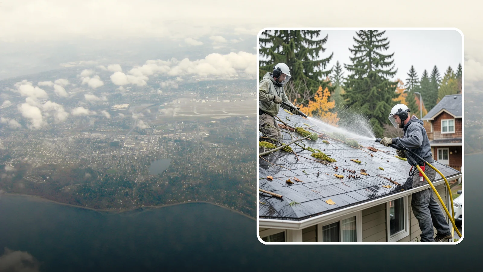 Post-Storm Roof Cleaning in Burien, King County, WA - Post-storm roof cleaning clears the branches, needles, and debris that Northwest storms pile onto roofs and lodge in valleys.