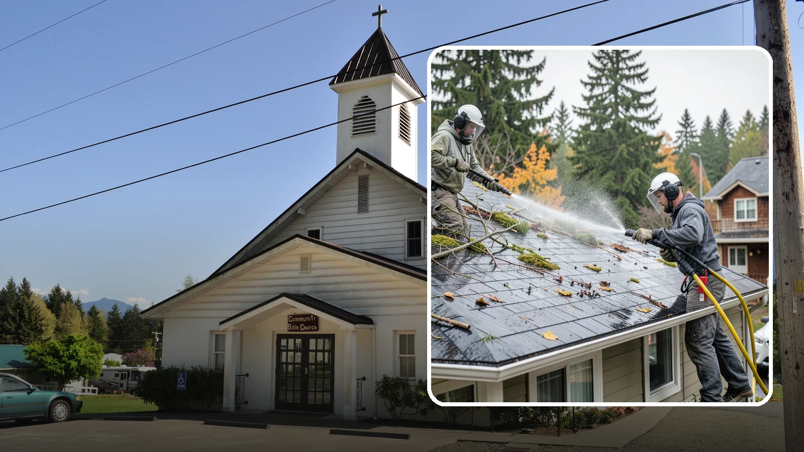 Post-Storm Roof Cleaning in Concrete, Skagit County, WA - Post-storm roof cleaning clears the branches, needles, and debris that Northwest storms pile onto roofs and lodge in valleys.