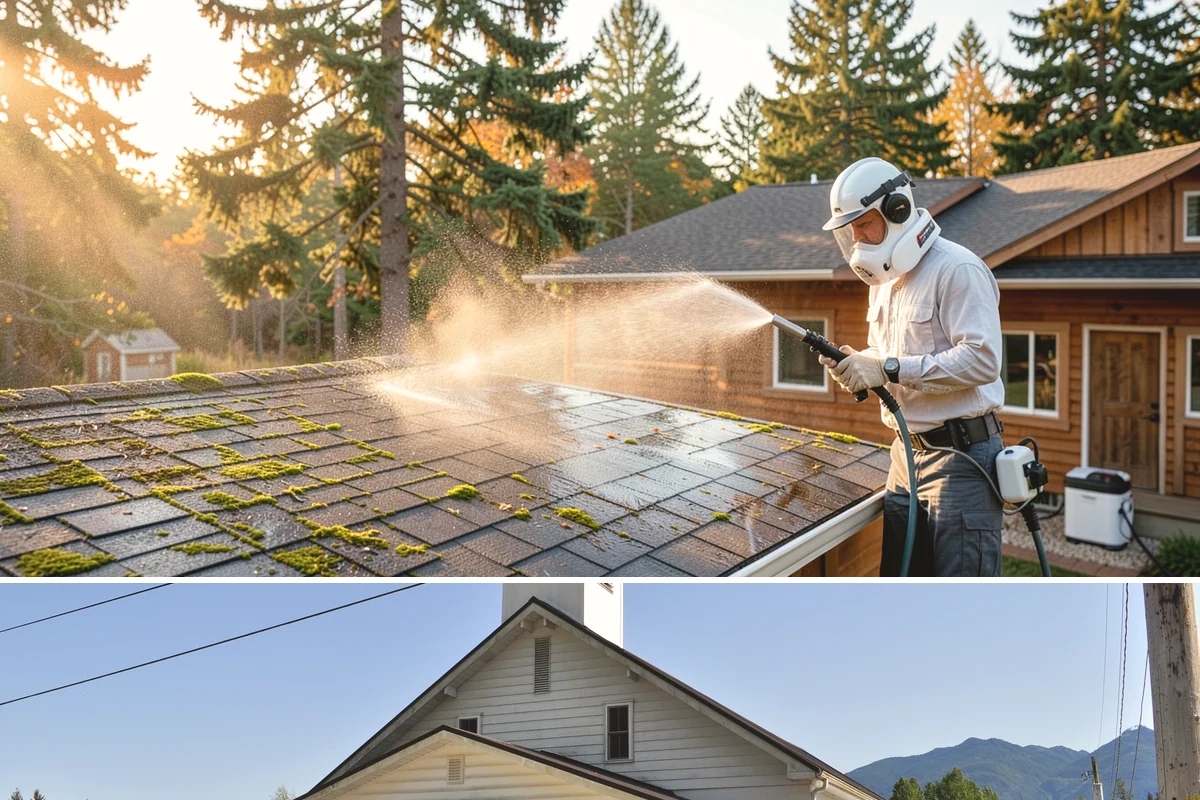 Post-Storm Roof Cleaning in Concrete, Skagit County, WA - Schedule promptly after any windstorm, ideally within days before trapped debris begins driving moss growth.