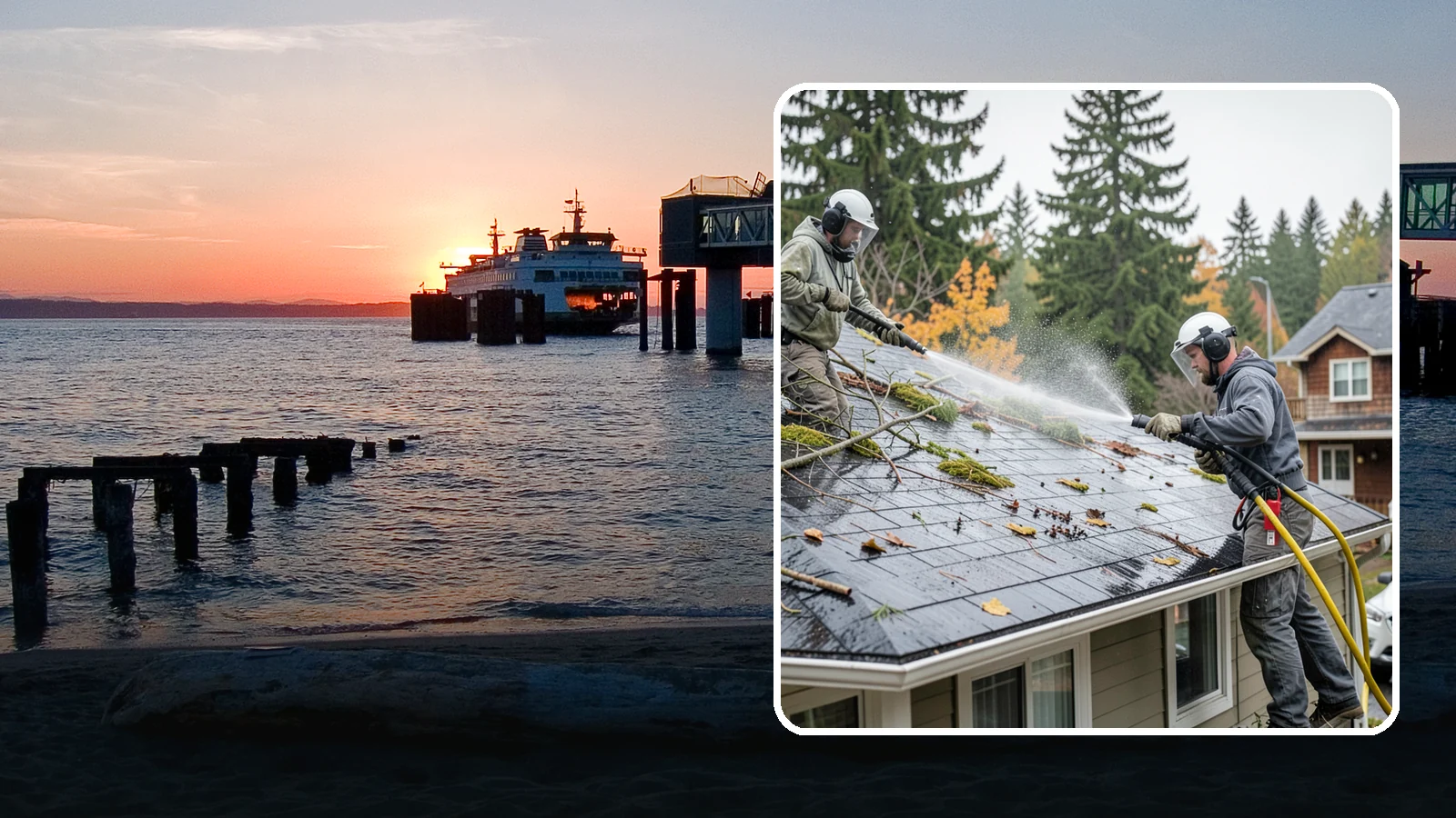 Post-Storm Roof Cleaning in Edmonds, Snohomish County, WA - Post-storm roof cleaning clears the branches, needles, and debris that Northwest storms pile onto roofs and lodge in valleys.
