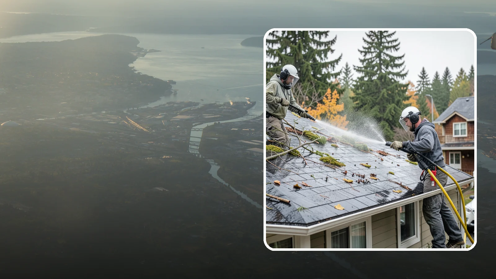 Post-Storm Roof Cleaning in Fife, Pierce County, WA - Post-storm roof cleaning clears the branches, needles, and debris that Northwest storms pile onto roofs and lodge in valleys.
