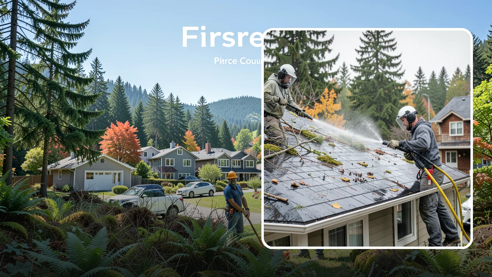 Post-Storm Roof Cleaning in Fircrest, Pierce County, WA - Post-storm roof cleaning clears the branches, needles, and debris that Northwest storms pile onto roofs and lodge in valleys.