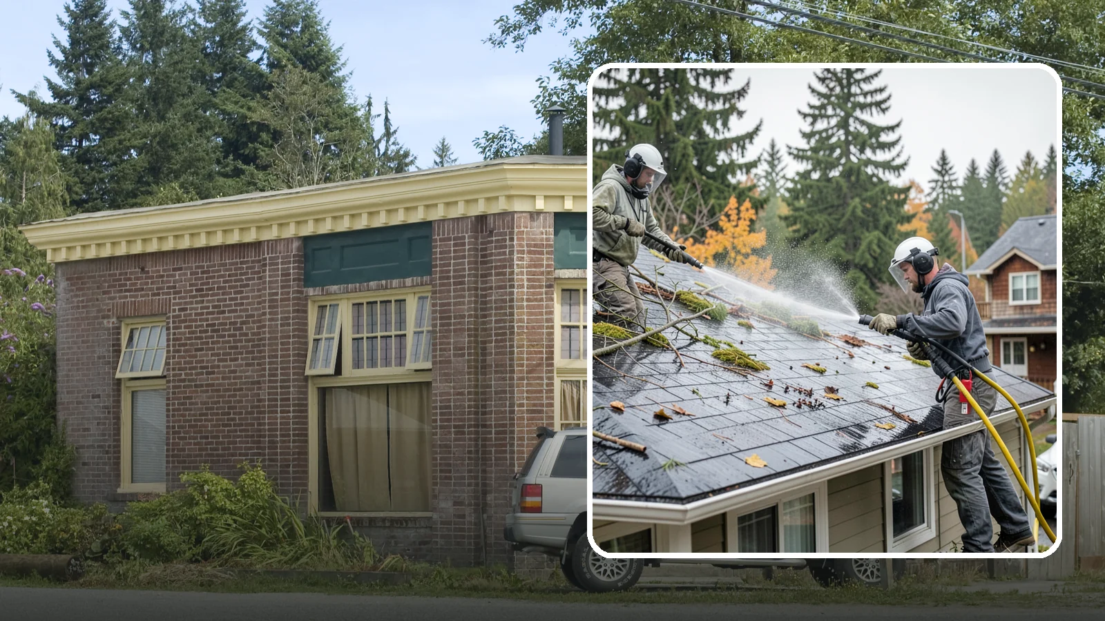 Post-Storm Roof Cleaning in Hamilton, Skagit County, WA - Post-storm roof cleaning clears the branches, needles, and debris that Northwest storms pile onto roofs and lodge in valleys.