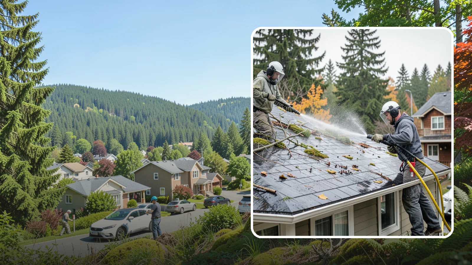 Post-Storm Roof Cleaning in Index, Snohomish County, WA - Post-storm roof cleaning clears the branches, needles, and debris that Northwest storms pile onto roofs and lodge in valleys.
