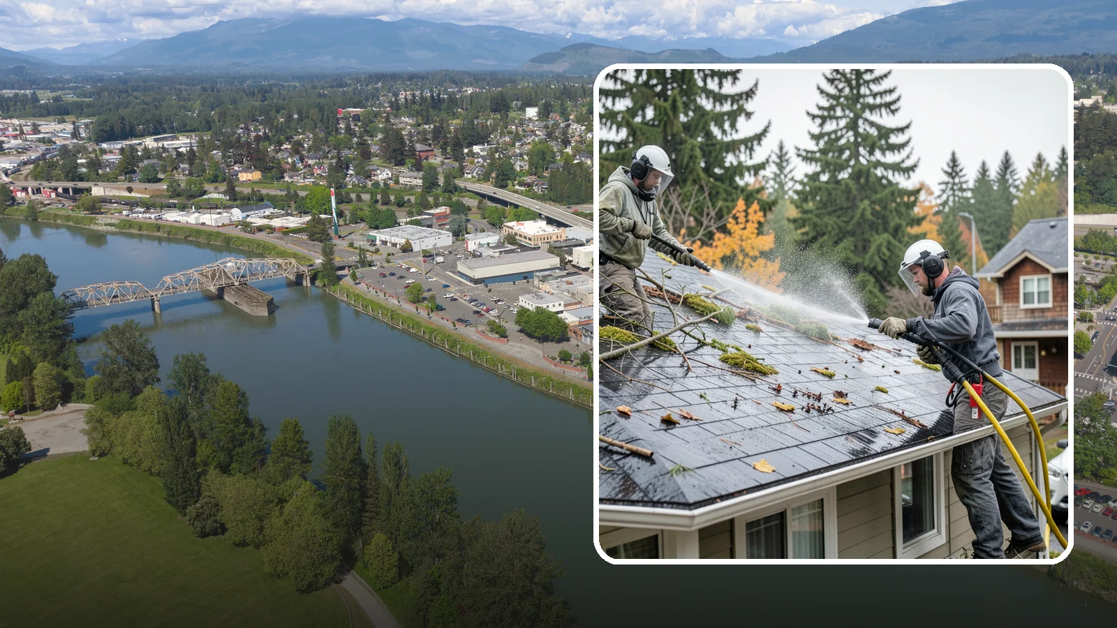 Post-Storm Roof Cleaning in Mount Vernon, Skagit County, WA - Post-storm roof cleaning clears the branches, needles, and debris that Northwest storms pile onto roofs and lodge in valleys.