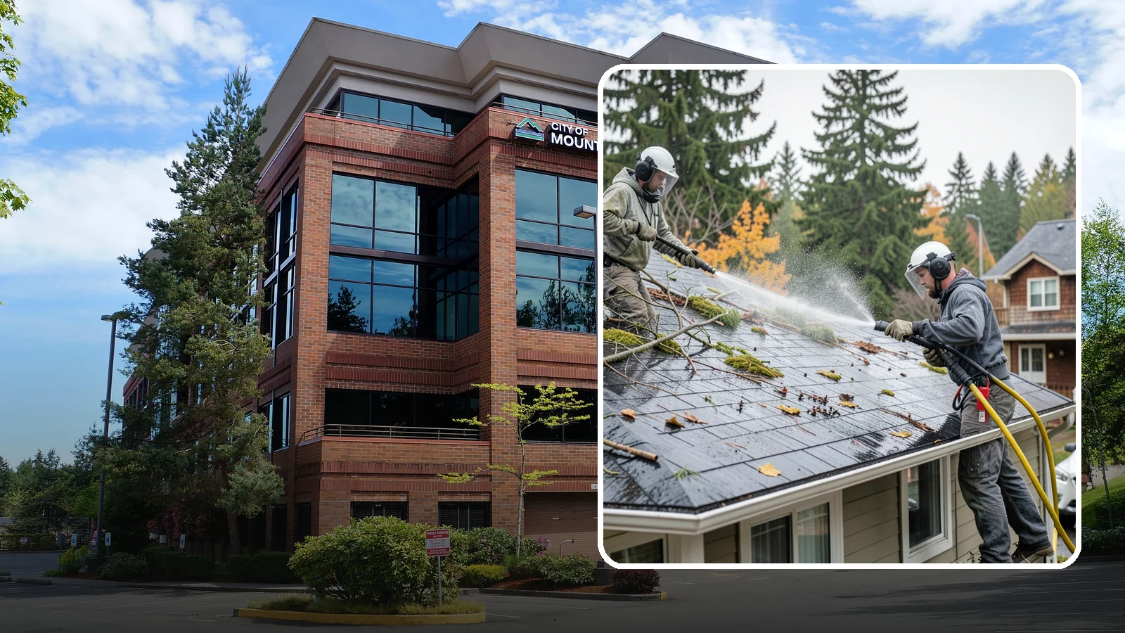 Post-Storm Roof Cleaning in Mountlake Terrace, Snohomish County, WA - Post-storm roof cleaning clears the branches, needles, and debris that Northwest storms pile onto roofs and lodge in valleys.