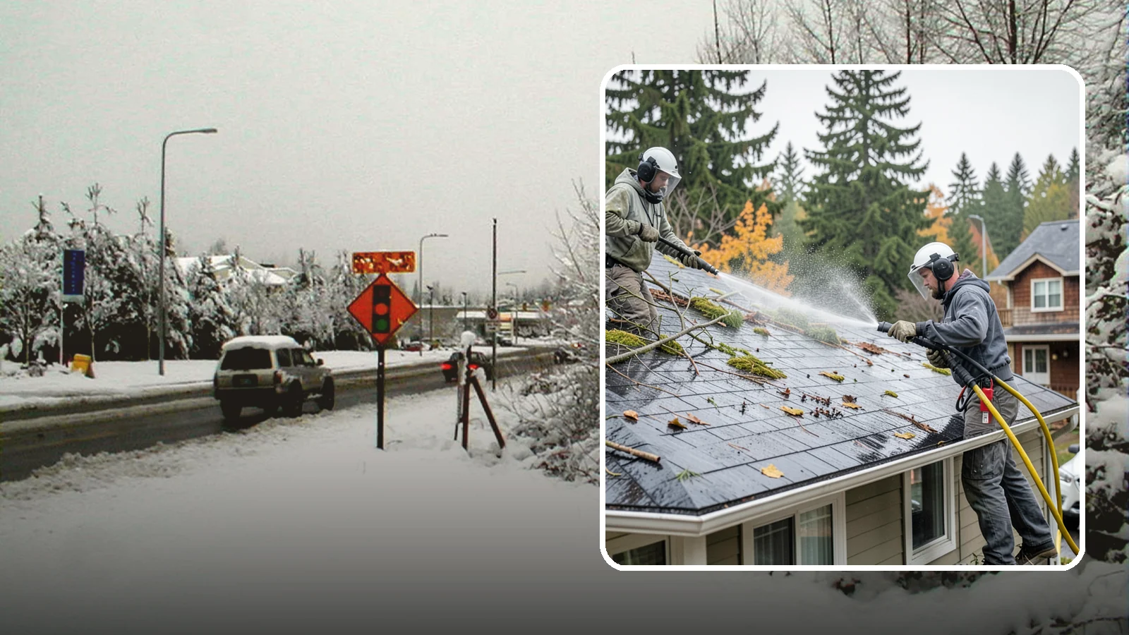 Post-Storm Roof Cleaning in Newcastle, King County, WA - Post-storm roof cleaning clears the branches, needles, and debris that Northwest storms pile onto roofs and lodge in valleys.