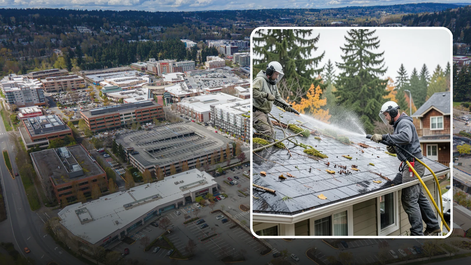 Post-Storm Roof Cleaning in Redmond, King County, WA - Post-storm roof cleaning clears the branches, needles, and debris that Northwest storms pile onto roofs and lodge in valleys.