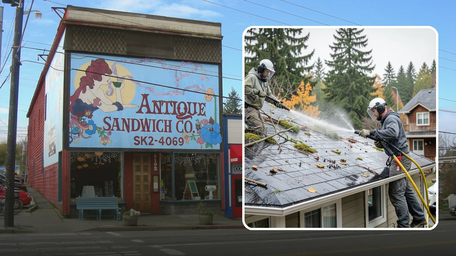 Post-Storm Roof Cleaning in Ruston, Pierce County, WA - Post-storm roof cleaning clears the branches, needles, and debris that Northwest storms pile onto roofs and lodge in valleys.