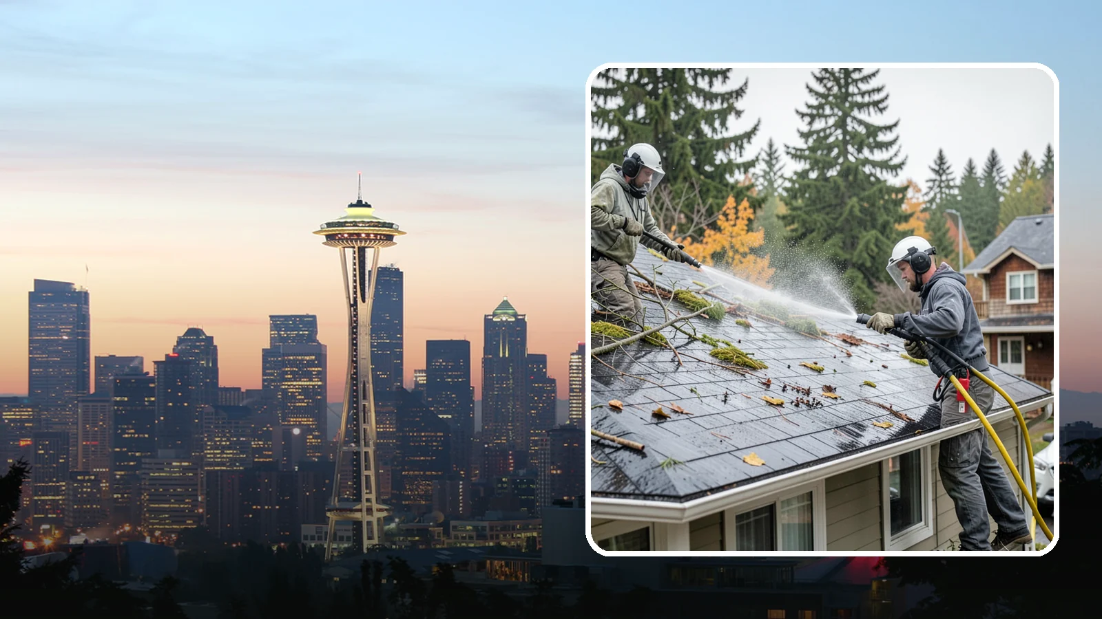 Post-Storm Roof Cleaning in Seattle, King County, WA - Post-storm roof cleaning clears the branches, needles, and debris that Northwest storms pile onto roofs and lodge in valleys.