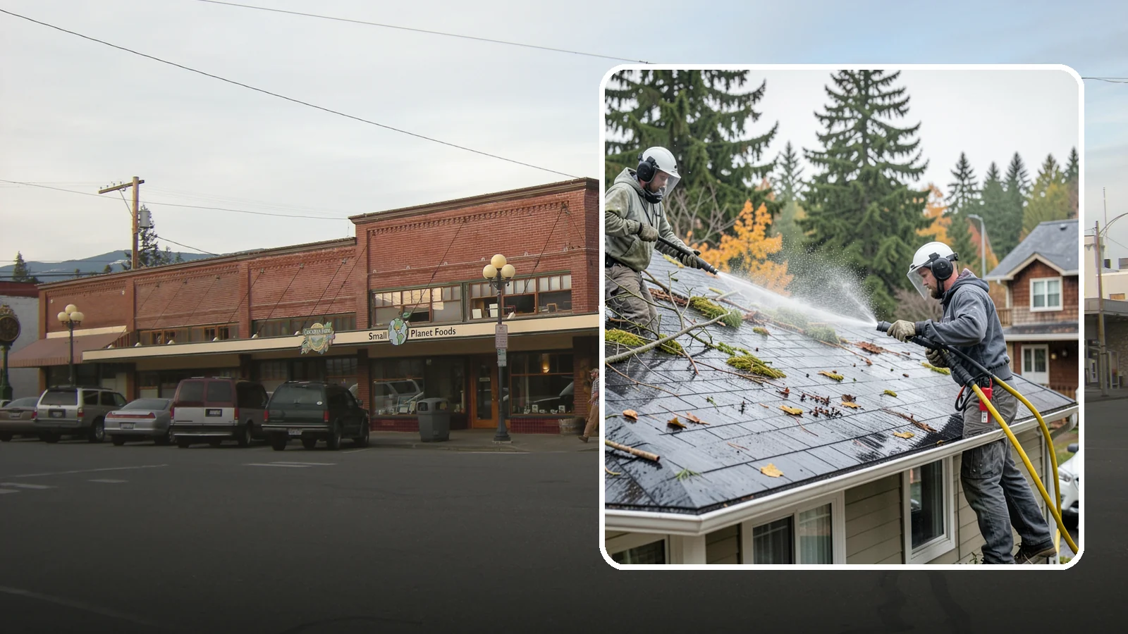 Post-Storm Roof Cleaning in Sedro-Woolley, Skagit County, WA - Post-storm roof cleaning clears the branches, needles, and debris that Northwest storms pile onto roofs and lodge in valleys.