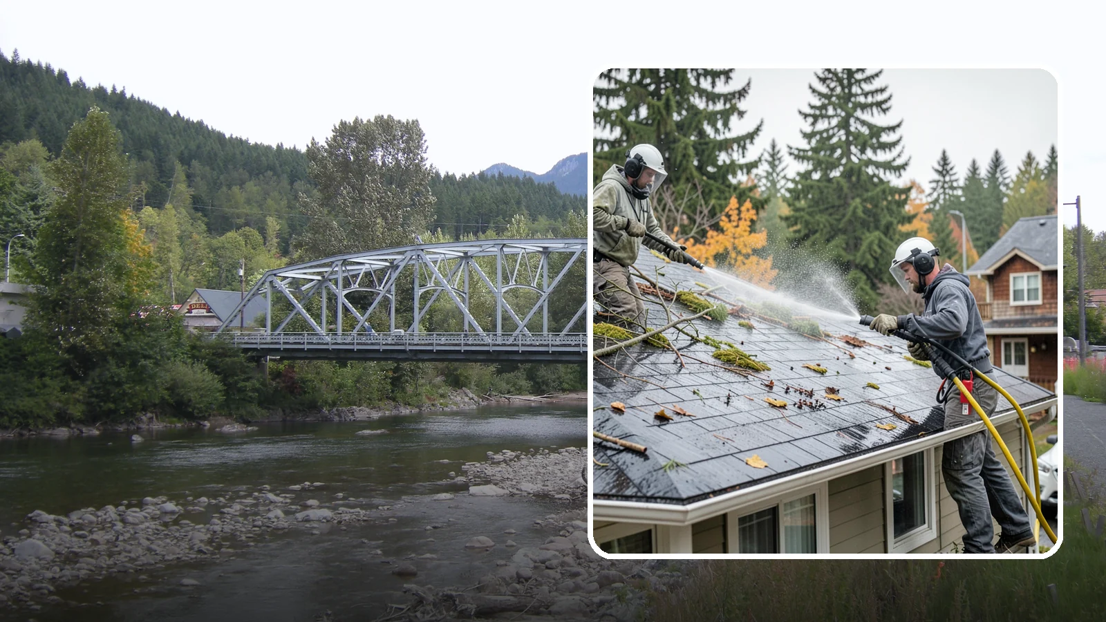 Post-Storm Roof Cleaning in Skykomish, King County, WA - Post-storm roof cleaning clears the branches, needles, and debris that Northwest storms pile onto roofs and lodge in valleys.