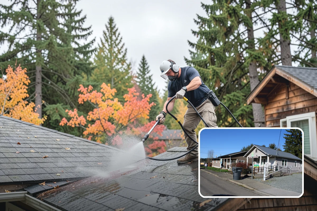 Post-Storm Roof Cleaning in South Prairie, Pierce County, WA - Removes storm-dropped branches and conifer needles from the roof