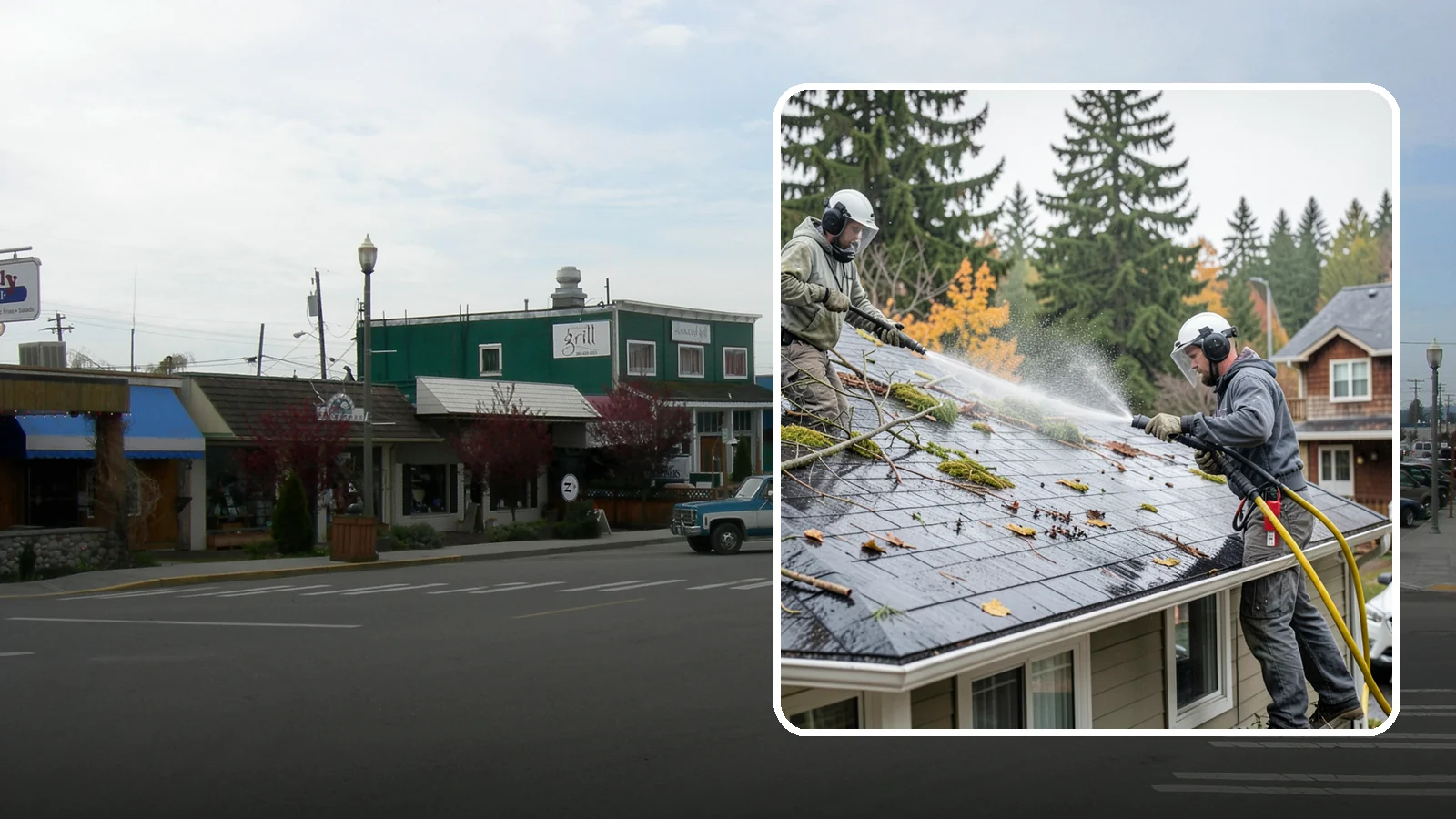 Post-Storm Roof Cleaning in Stanwood, Snohomish County, WA - Post-storm roof cleaning clears the branches, needles, and debris that Northwest storms pile onto roofs and lodge in valleys.