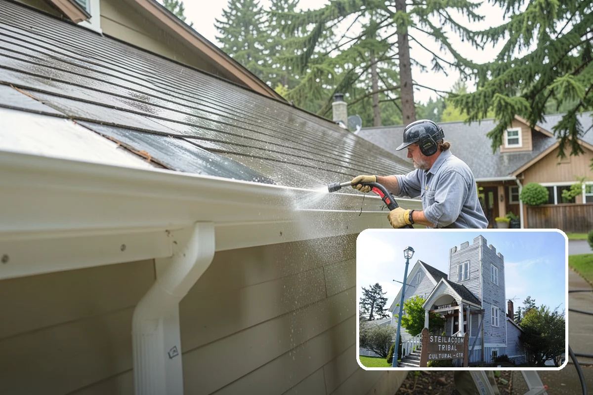 Post-Storm Roof Cleaning in Steilacoom, Pierce County, WA - Removes storm-dropped branches and conifer needles from the roof