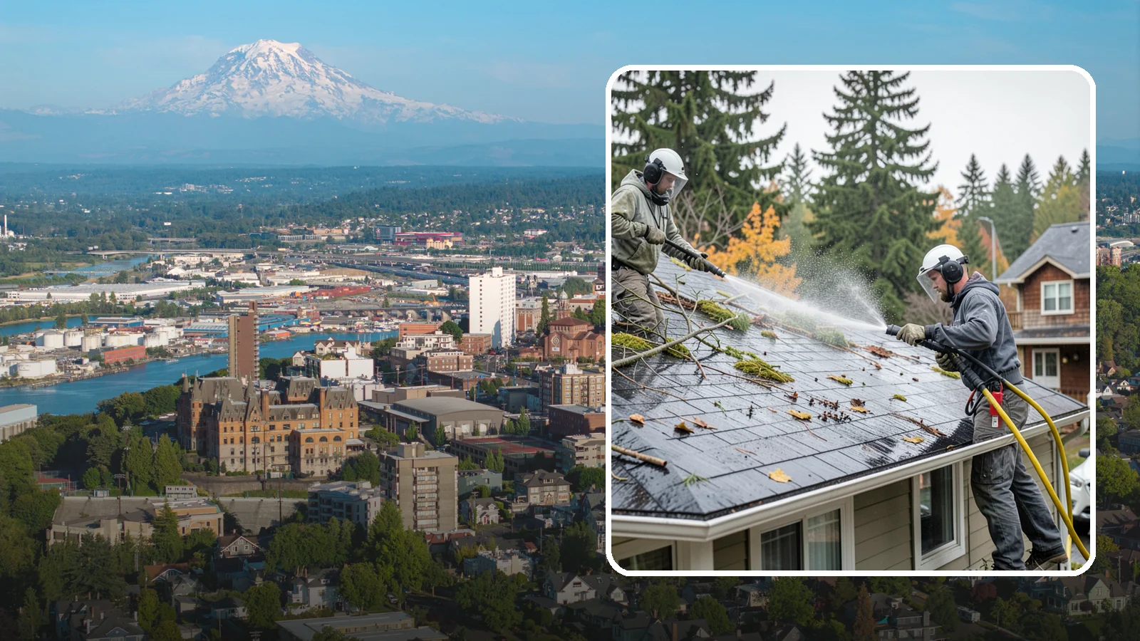 Post-Storm Roof Cleaning in Tacoma, Pierce County, WA - Post-storm roof cleaning clears the branches, needles, and debris that Northwest storms pile onto roofs and lodge in valleys.