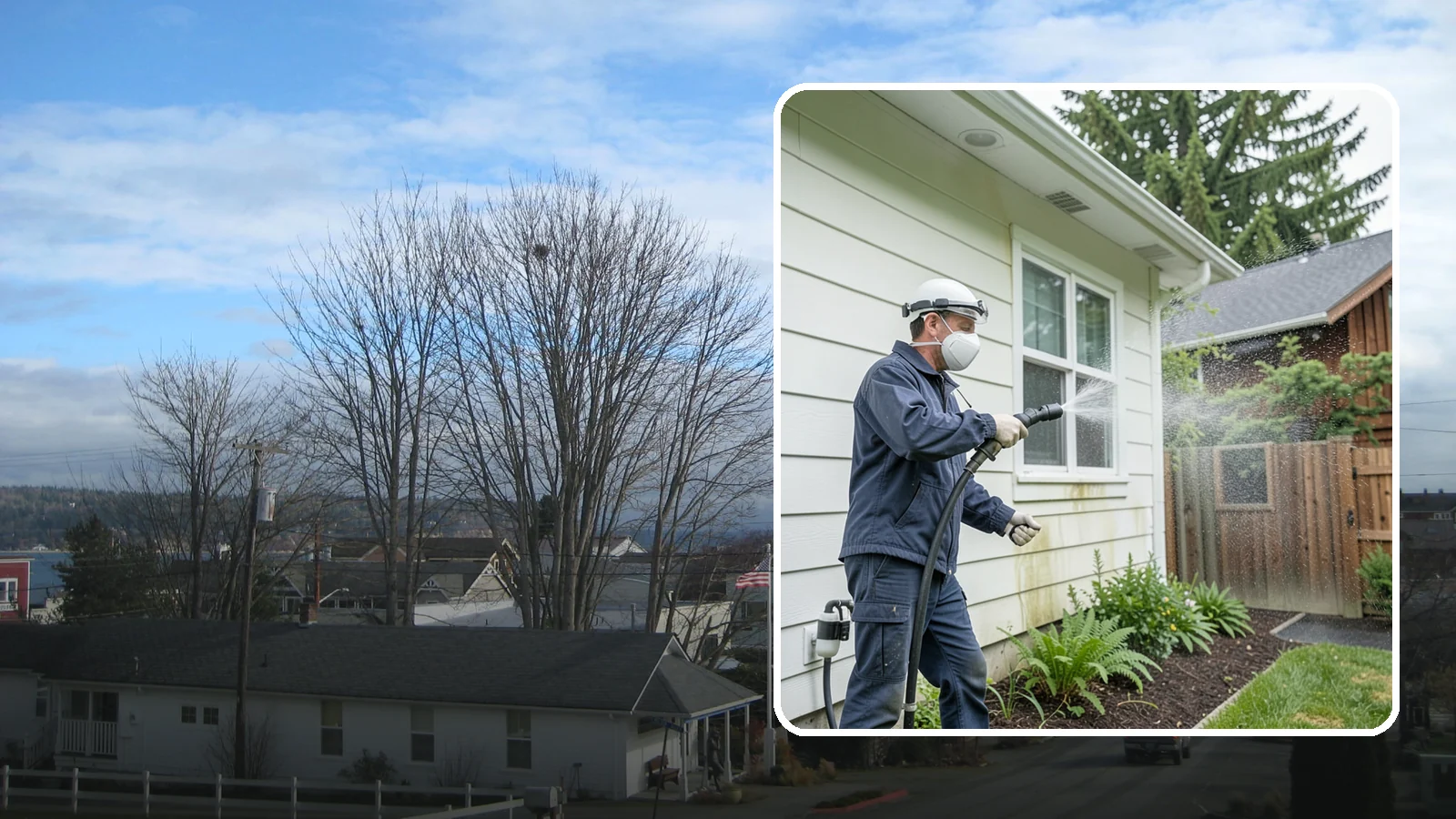 Pre-Sale Exterior Cleaning in Langley, Island County, WA - Pre-sale exterior cleaning maximizes curb appeal before listing by removing the algae and grime that make a home look tired in...