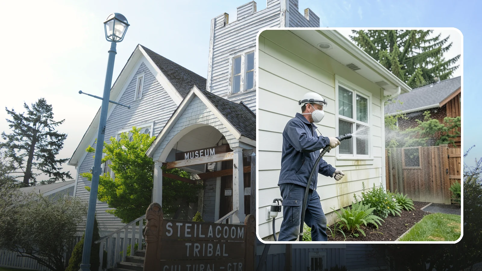 Pre-Sale Exterior Cleaning in Steilacoom, Pierce County, WA - Pre-sale exterior cleaning maximizes curb appeal before listing by removing the algae and grime that make a home look tired in...