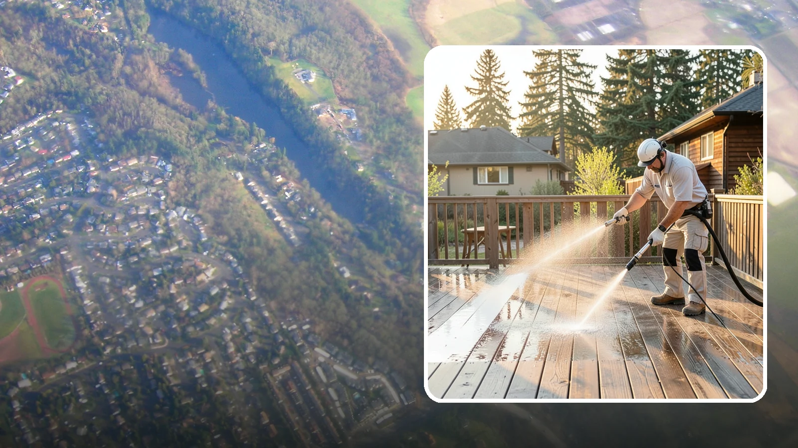 Pressure-Treated Deck Cleaning in Algona, King County, WA - Clean pressure-treated decks to strip greying and growth while keeping the softwood intact.