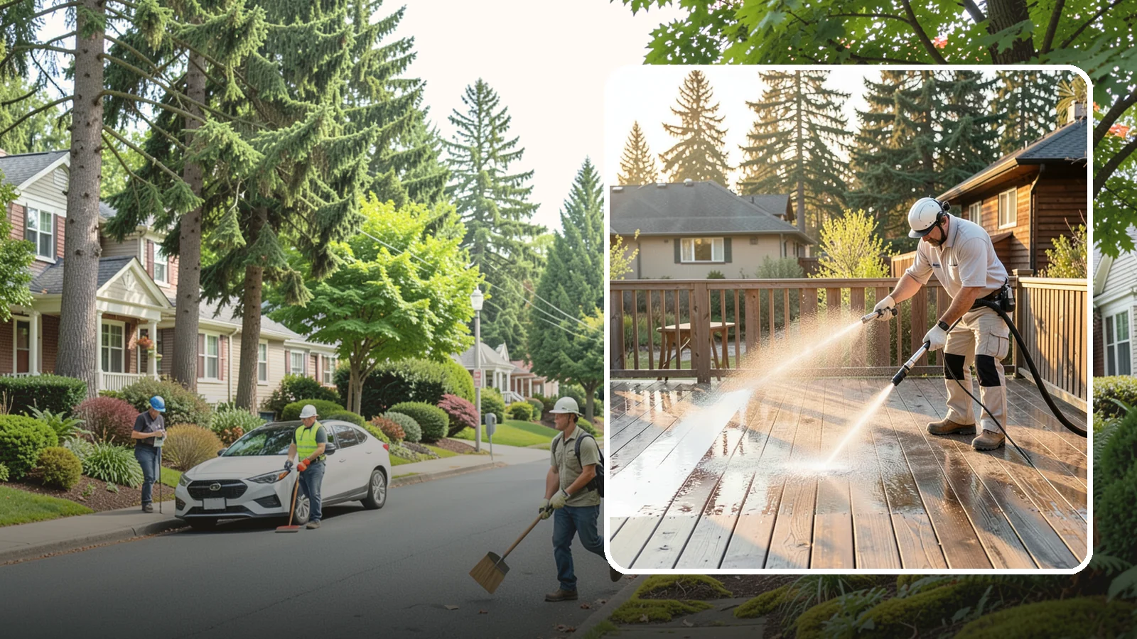 Pressure-Treated Deck Cleaning in Beaux Arts Village, King County, WA - Clean pressure-treated decks to strip greying and growth while keeping the softwood intact.