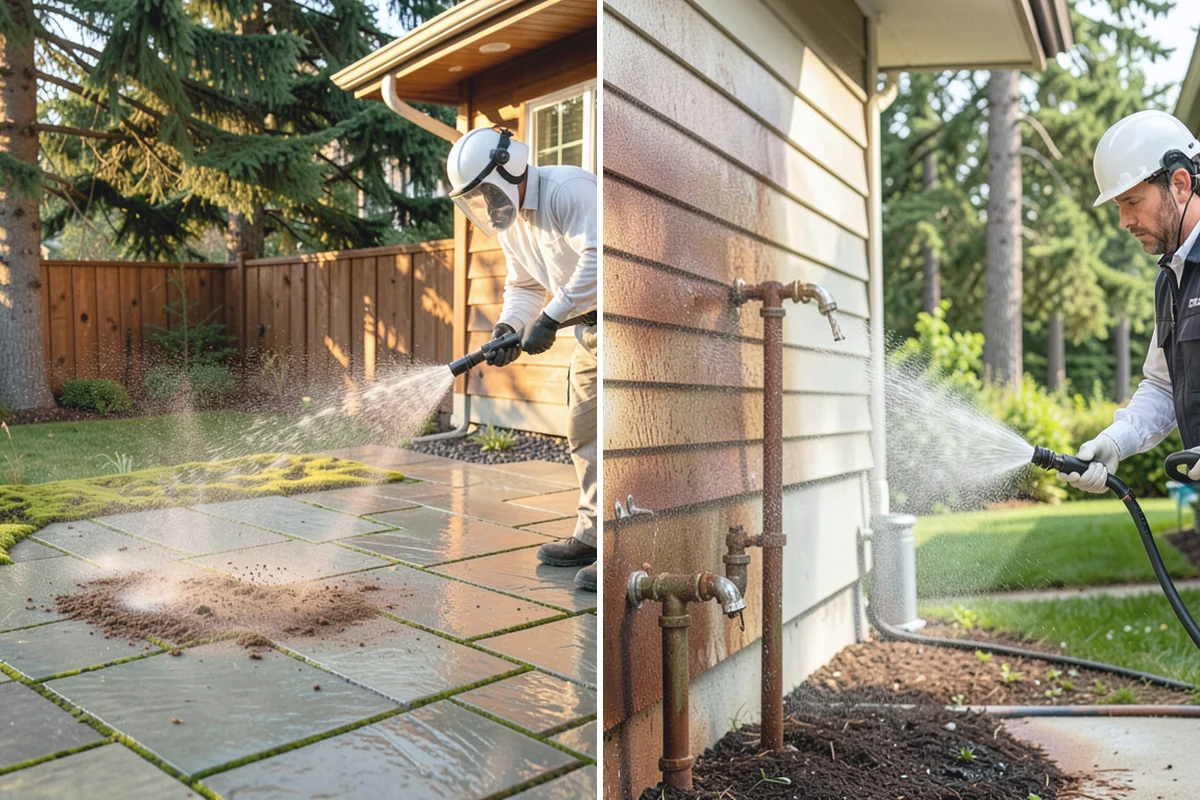 Pressure-Treated Deck Cleaning in Beaux Arts Village, King County, WA - Clear the deck and protect plantings