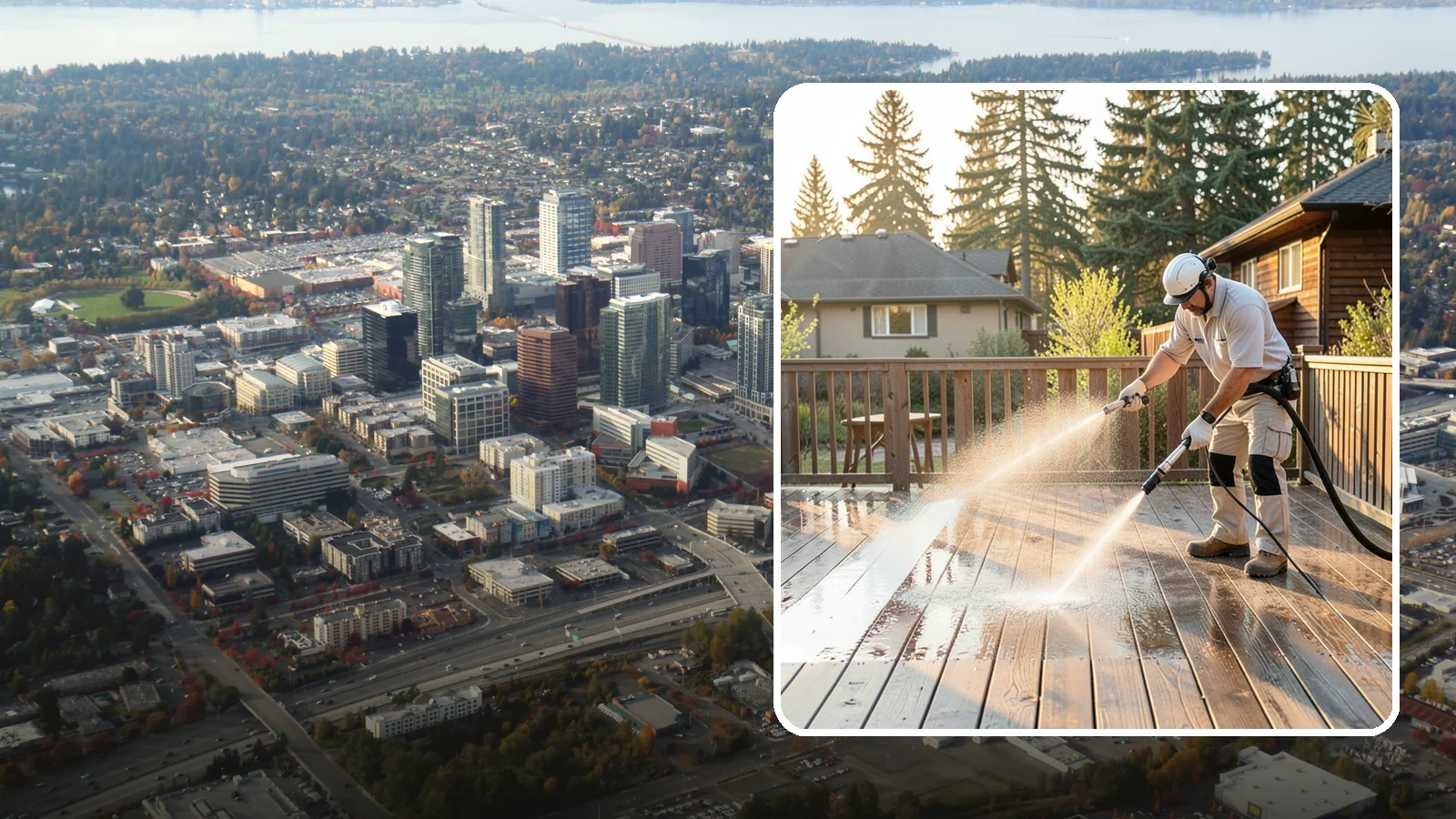 Pressure-Treated Deck Cleaning in Bellevue, King County, WA - Clean pressure-treated decks to strip greying and growth while keeping the softwood intact.