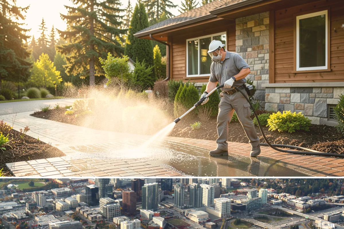 Pressure-Treated Deck Cleaning in Bellevue, King County, WA - Clean pressure-treated decks in summer so boards dry fully before restaining.