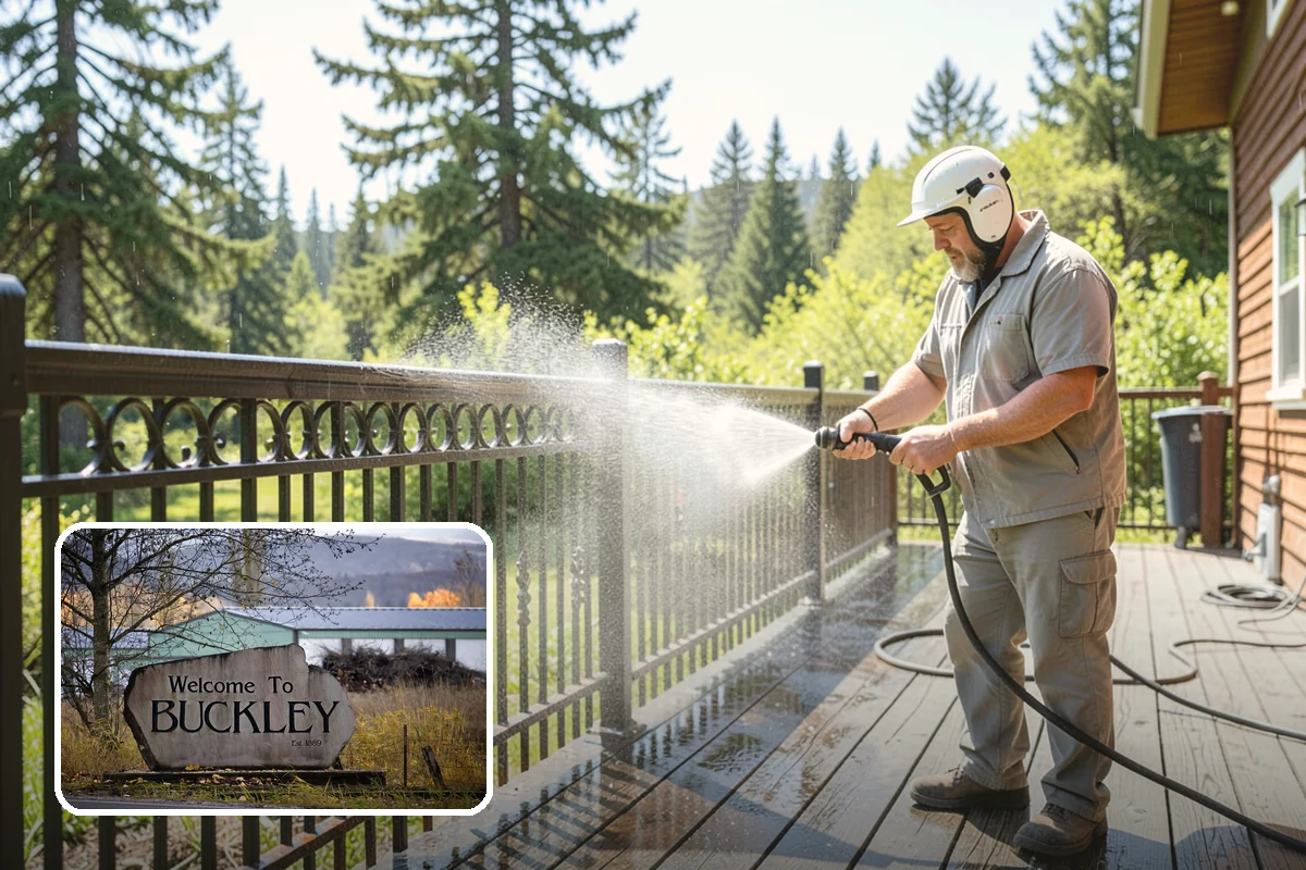 Pressure-Treated Deck Cleaning in Buckley, Pierce County, WA - Strips greying and algae from treated boards