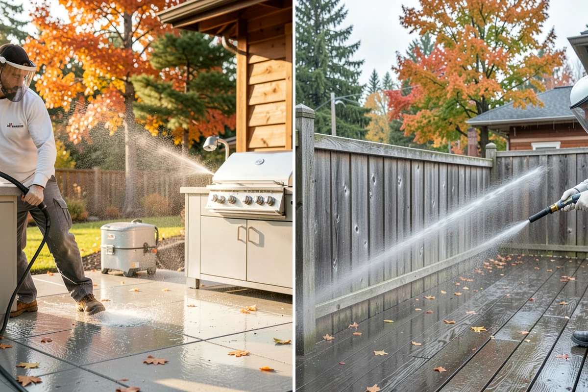 Pressure-Treated Deck Cleaning in Concrete, Skagit County, WA - Clear the deck and protect plantings