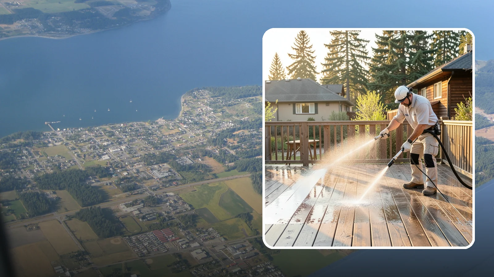 Pressure-Treated Deck Cleaning in Coupeville, Island County, WA - Clean pressure-treated decks to strip greying and growth while keeping the softwood intact.