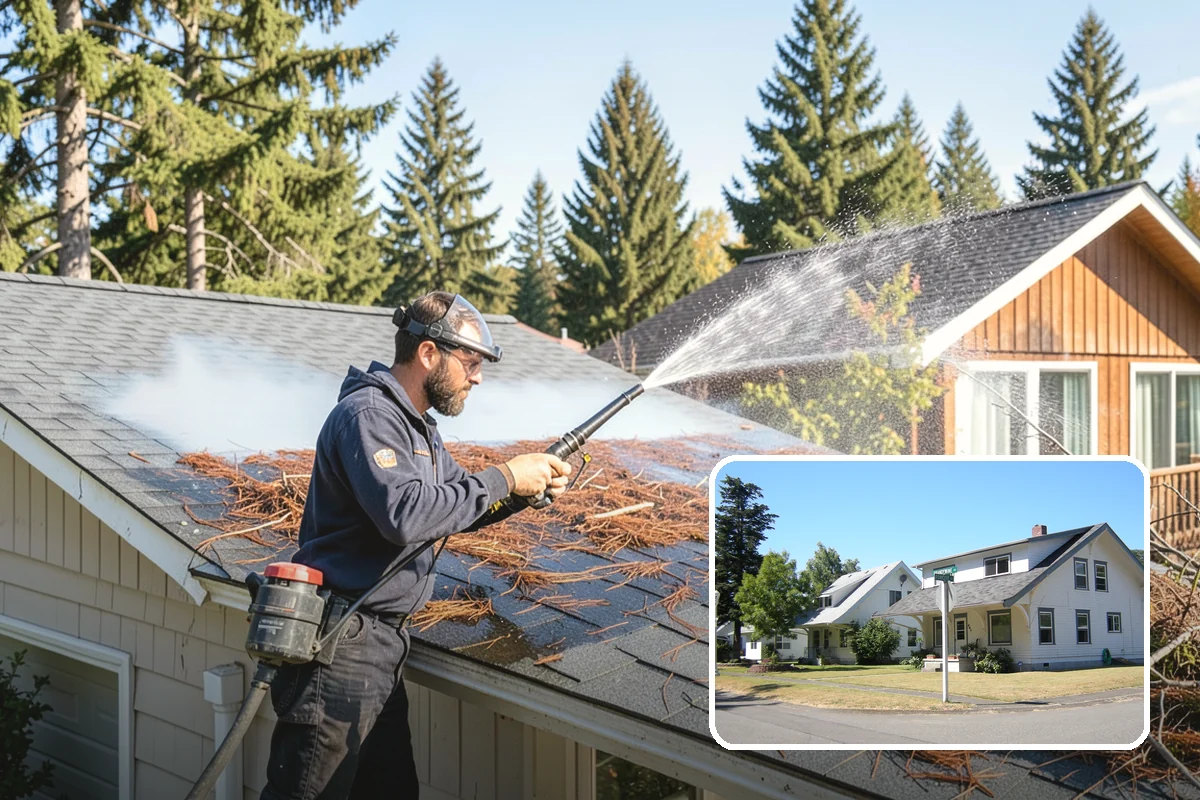 Pressure-Treated Deck Cleaning in DuPont, Pierce County, WA - Strips greying and algae from treated boards