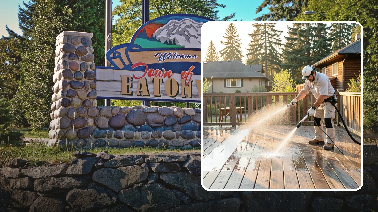Pressure-Treated Deck Cleaning in Eatonville, Pierce County, WA - Clean pressure-treated decks to strip greying and growth while keeping the softwood intact.