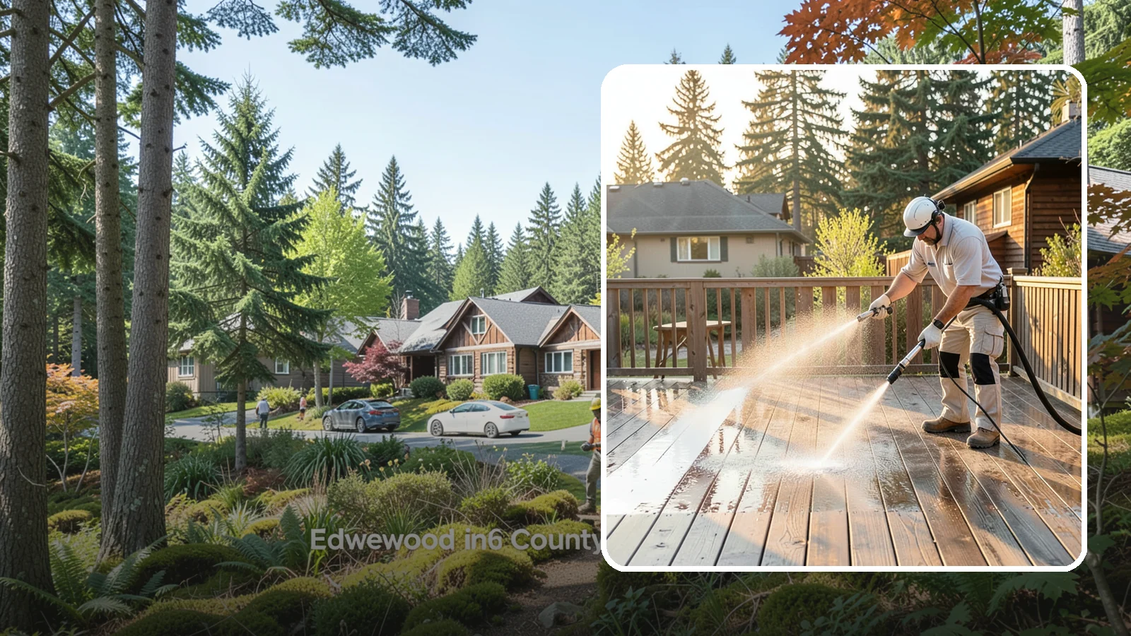 Pressure-Treated Deck Cleaning in Edgewood, Pierce County, WA - Clean pressure-treated decks to strip greying and growth while keeping the softwood intact.