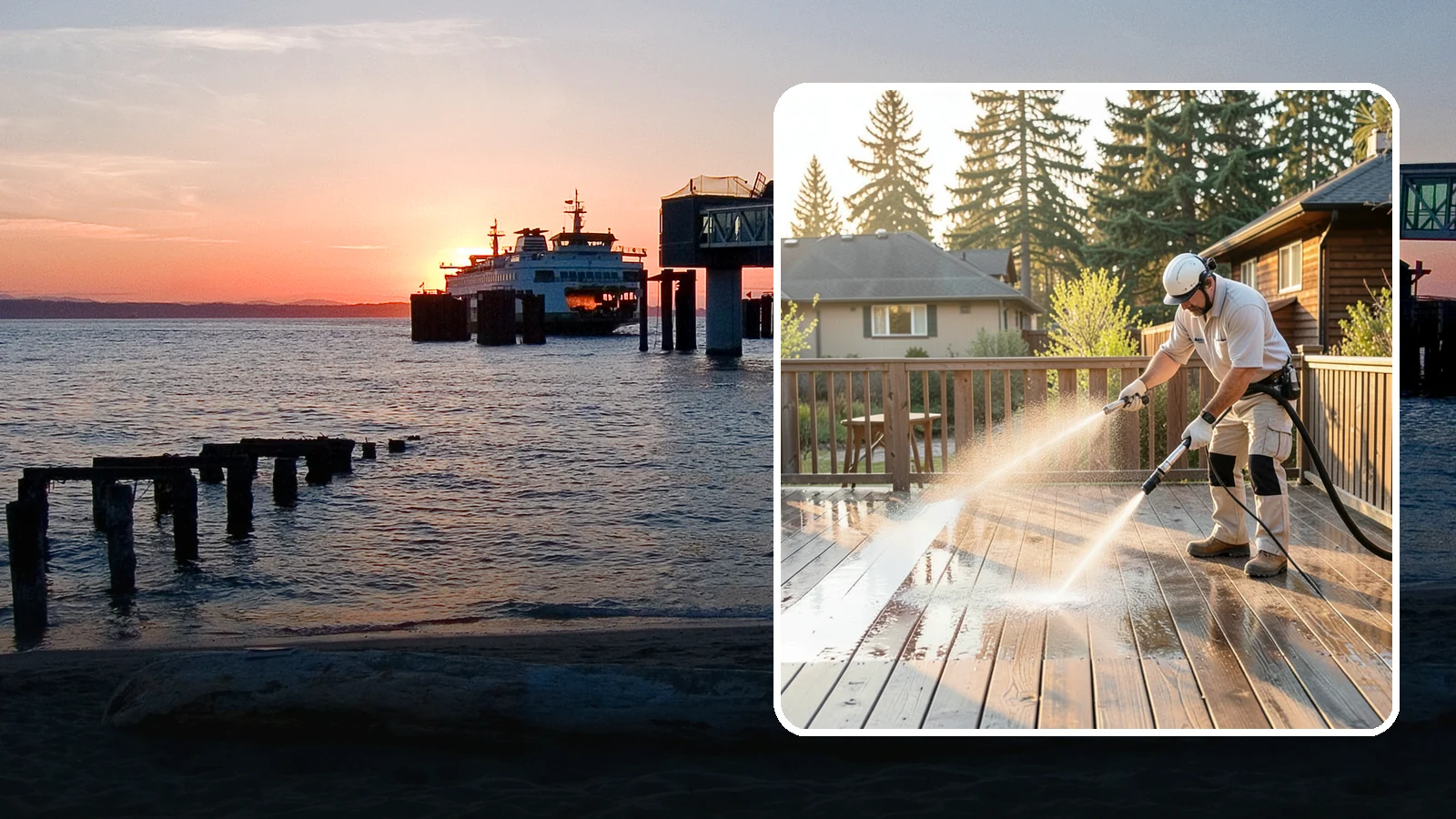 Pressure-Treated Deck Cleaning in Edmonds, Snohomish County, WA - Clean pressure-treated decks to strip greying and growth while keeping the softwood intact.