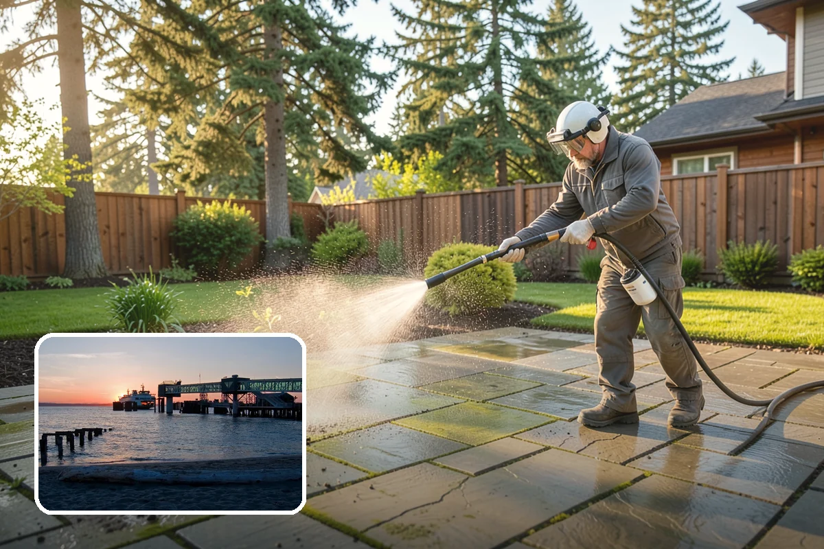 Pressure-Treated Deck Cleaning in Edmonds, Snohomish County, WA - Strips greying and algae from treated boards