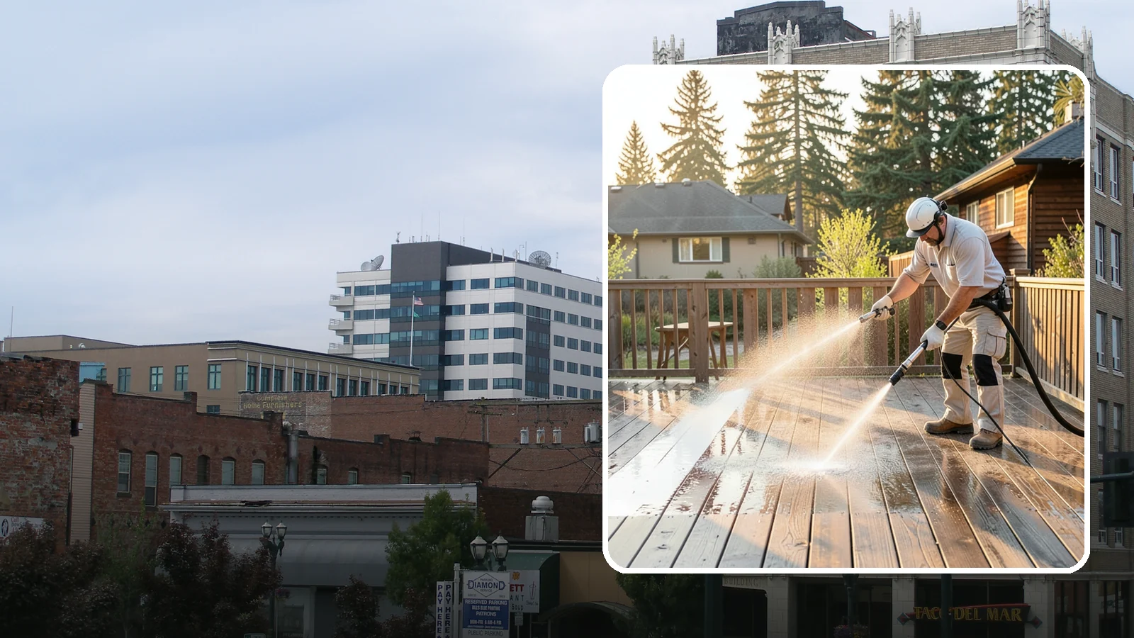 Pressure-Treated Deck Cleaning in Everett, Snohomish County, WA - Clean pressure-treated decks to strip greying and growth while keeping the softwood intact.