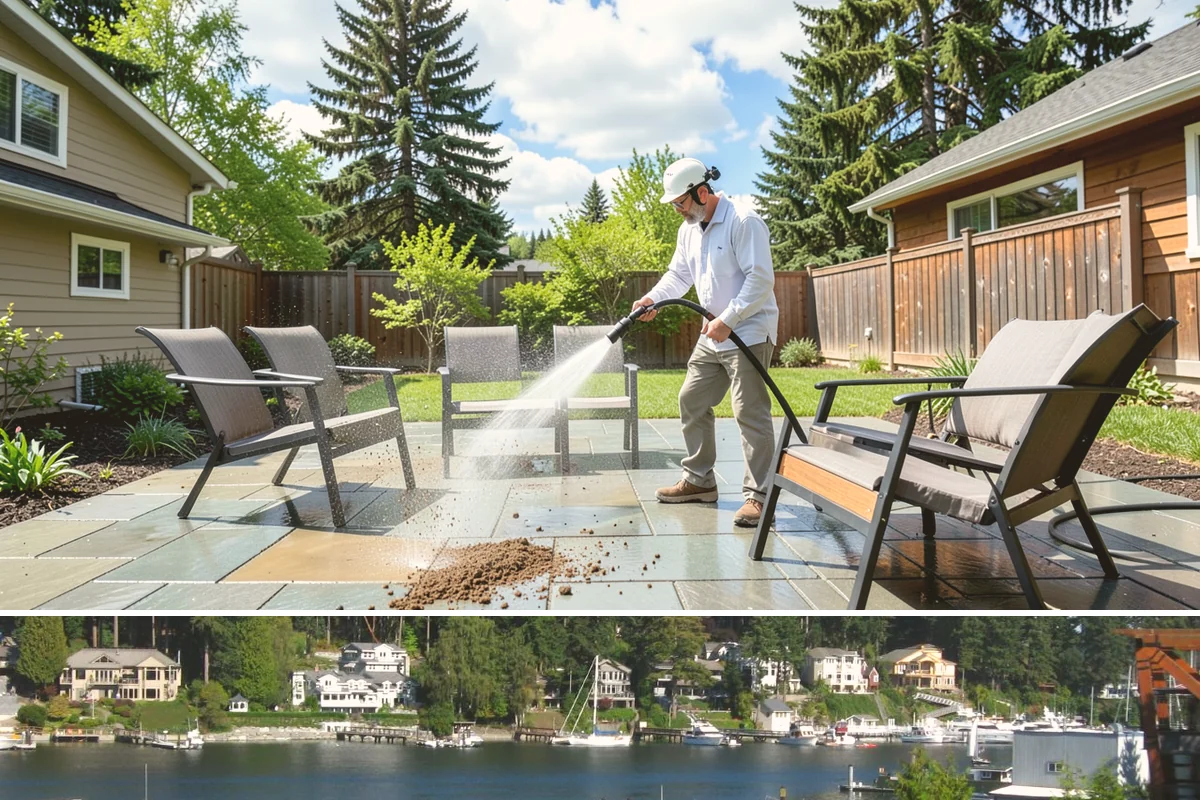 Pressure-Treated Deck Cleaning in Gig Harbor, Pierce County, WA - Clean pressure-treated decks in summer so boards dry fully before restaining.