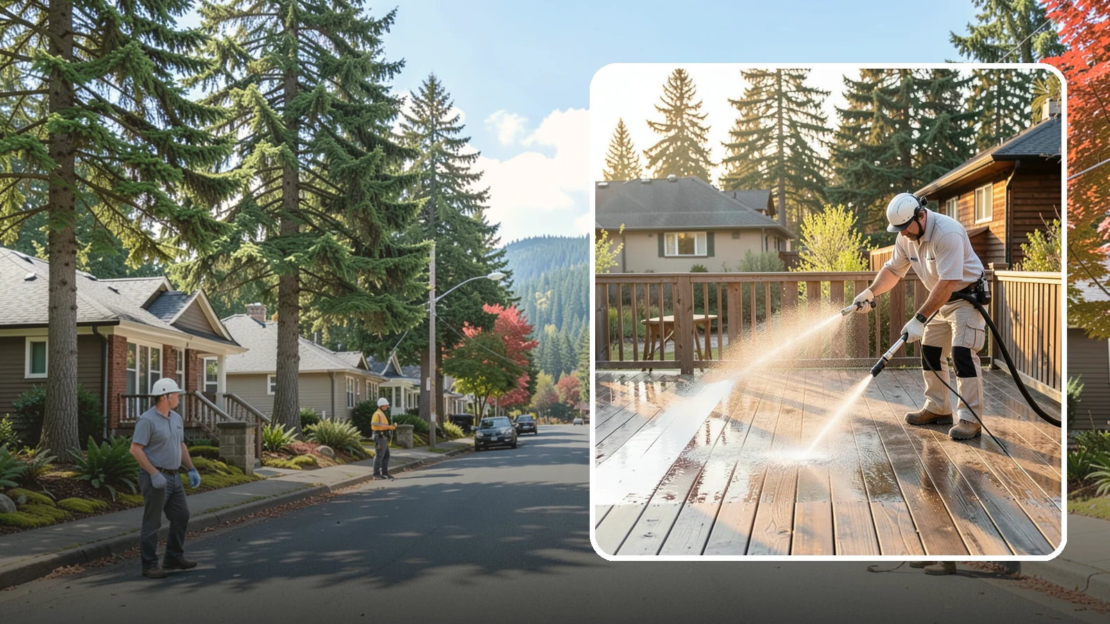 Pressure-Treated Deck Cleaning in Hunts Point, King County, WA - Clean pressure-treated decks to strip greying and growth while keeping the softwood intact.