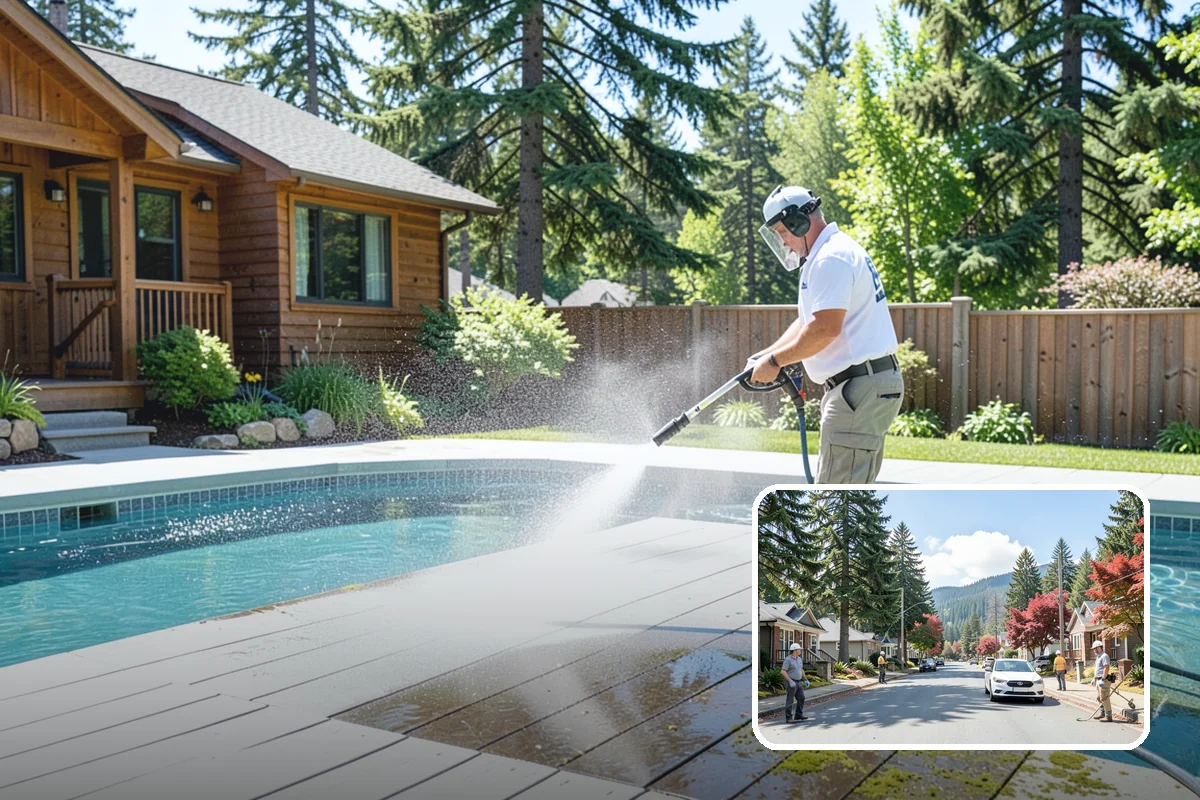 Pressure-Treated Deck Cleaning in Hunts Point, King County, WA - Strips greying and algae from treated boards