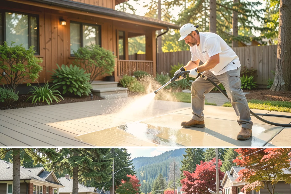 Pressure-Treated Deck Cleaning in Hunts Point, King County, WA - Clean pressure-treated decks in summer so boards dry fully before restaining.