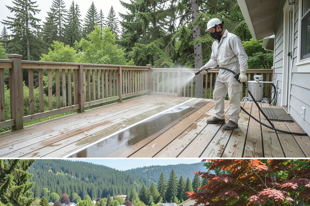 Pressure-Treated Deck Cleaning in Index, Snohomish County, WA - Clean pressure-treated decks in summer so boards dry fully before restaining.