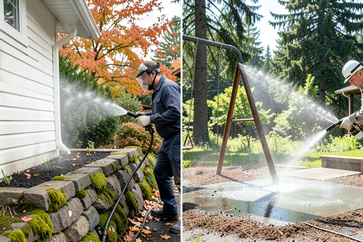 Pressure-Treated Deck Cleaning in Kenmore, King County, WA - Clear the deck and protect plantings