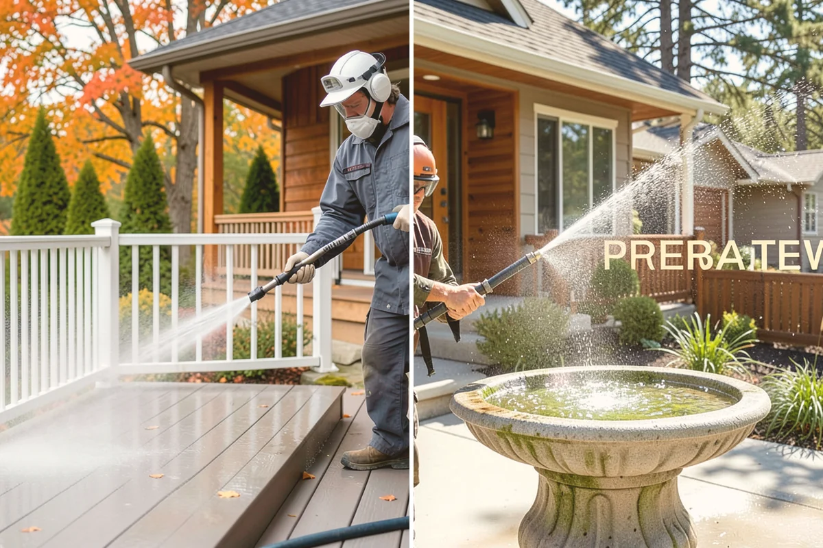 Pressure-Treated Deck Cleaning in Kirkland, King County, WA - Clear the deck and protect plantings