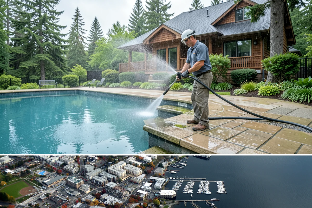 Pressure-Treated Deck Cleaning in Kirkland, King County, WA - Clean pressure-treated decks in summer so boards dry fully before restaining.
