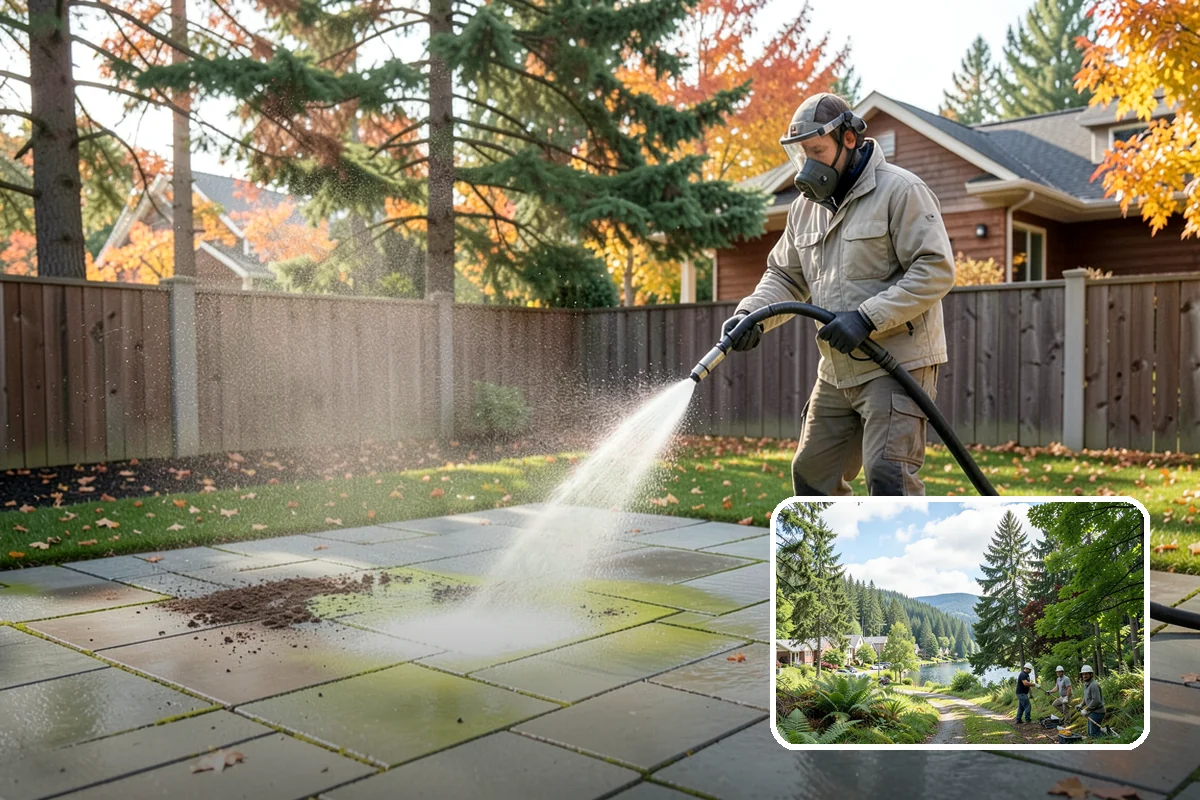 Pressure-Treated Deck Cleaning in Lake Forest Park, King County, WA - Strips greying and algae from treated boards