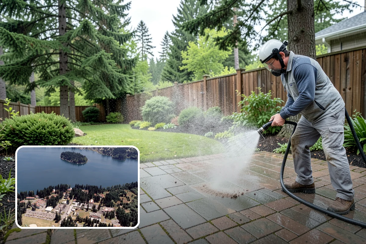 Pressure-Treated Deck Cleaning in Lakewood, Pierce County, WA - Strips greying and algae from treated boards