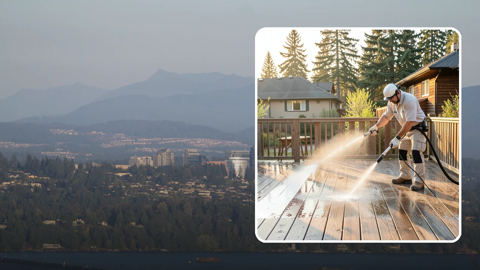 Pressure-Treated Deck Cleaning in Medina, King County, WA - Clean pressure-treated decks to strip greying and growth while keeping the softwood intact.