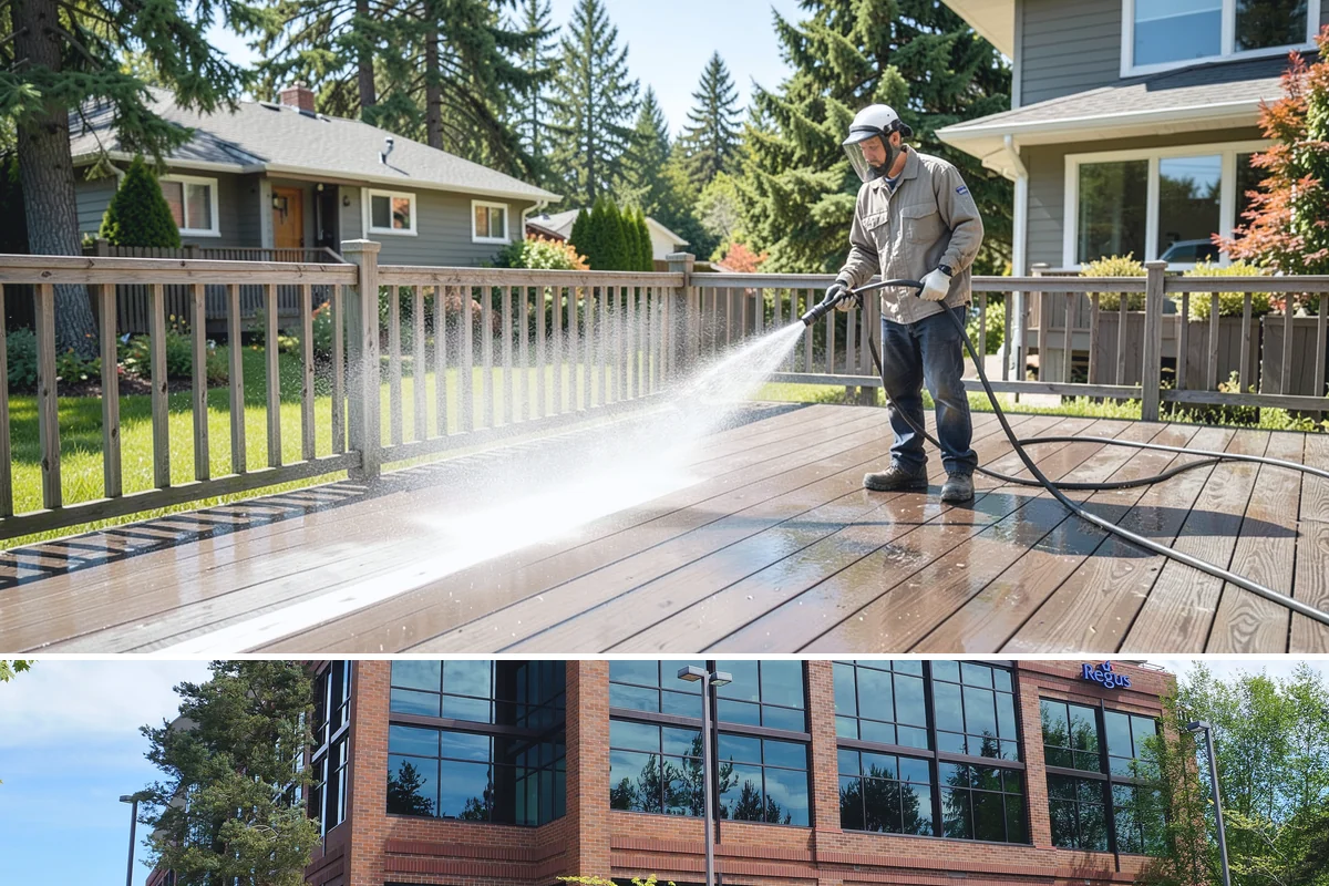 Pressure-Treated Deck Cleaning in Mountlake Terrace, Snohomish County, WA - Clean pressure-treated decks in summer so boards dry fully before restaining.