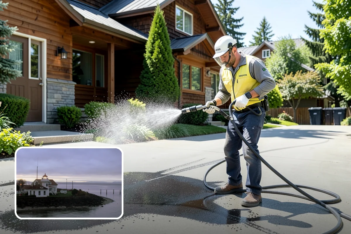 Pressure-Treated Deck Cleaning in Mukilteo, Snohomish County, WA - Strips greying and algae from treated boards